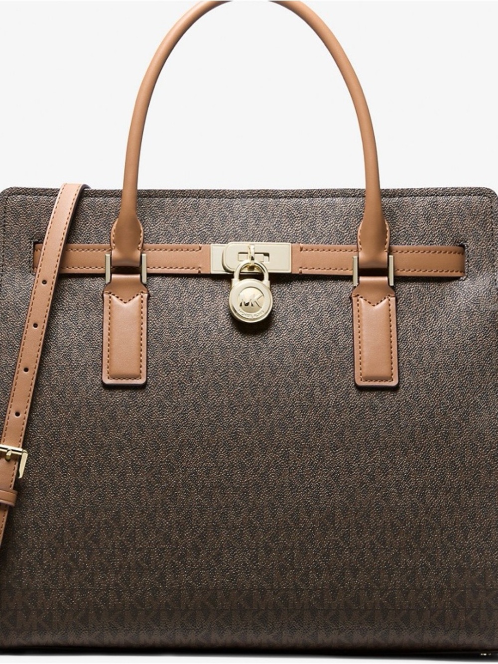 Michael Kors Brown & Tan Signature Tote with Gold Hardware